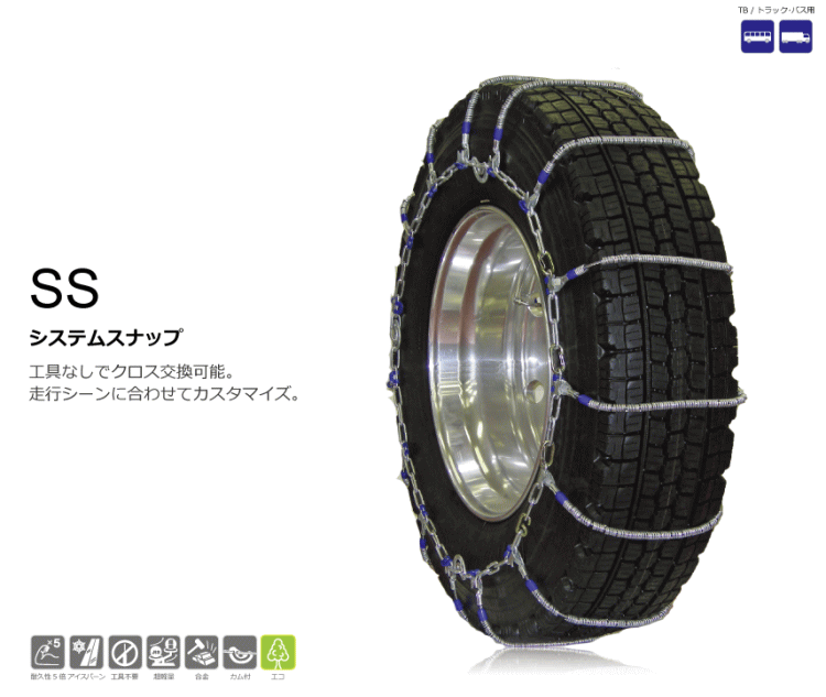 SCC Japan SS755 トラック・バス用SSケーブルチェーン（タイヤチェーン） システムスナップ