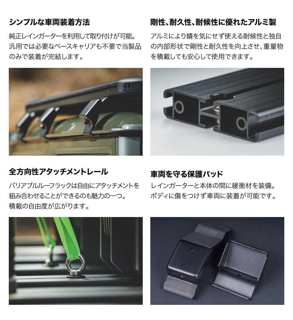 C.L.LINK シーエルリンク バリアブルルーフラックプレーン J-M大いさ ジムニー/シ内鰓/ノマド JB64/JB74/JC74 flatroofrack