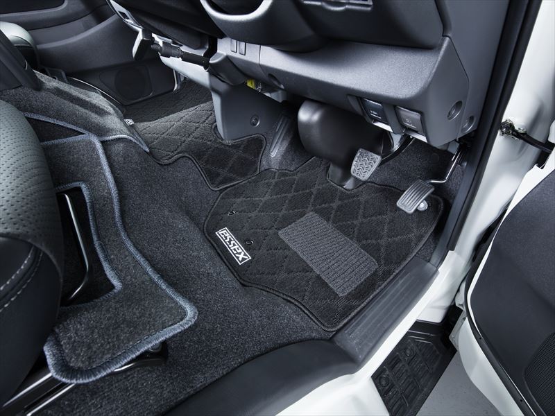 CRS フロアマット フロントセカンドセット ESSEXエンブレム TCKブラス フチの色 : ブルー ハイエース ナローDX crs-mat103-01-tckbs-bl