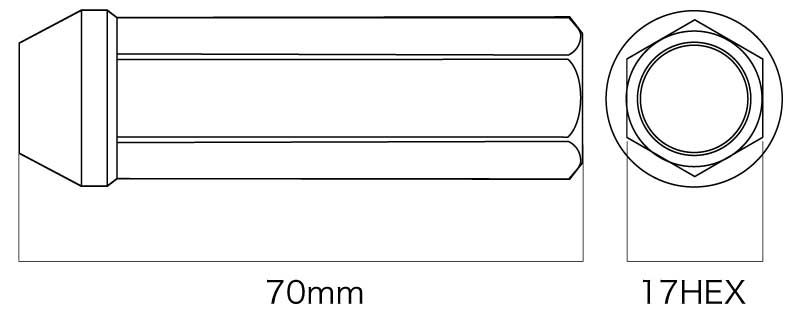 DIGICAM クロモリレーシングナット 貫通タイプ P1.5 6角 17HEX 70mm 