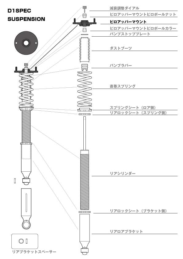 D-MAX ディーマックス D1SPEC リアピロアッパーマウント シルビア S13/KS13 DDMTPD1005Rの画像