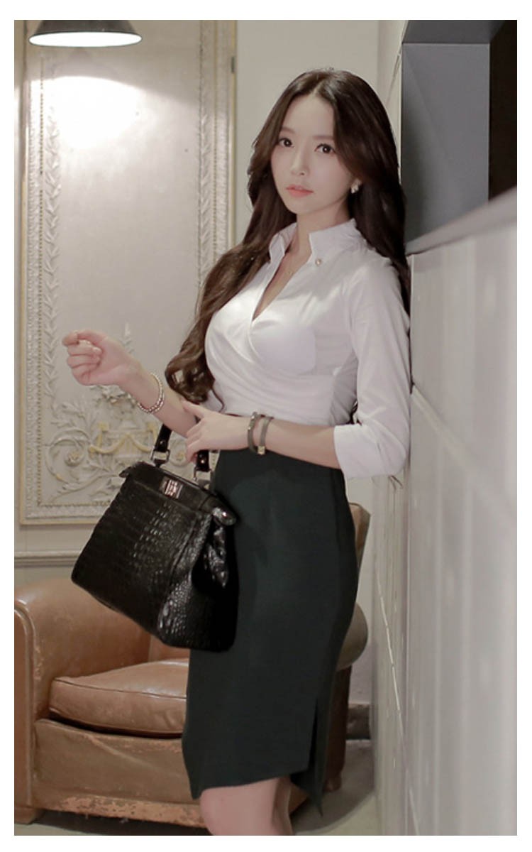 新作タイトワンピースワンピースレディーススーツvネック長袖ビジネススーツレディース大きいサイズスリット入りワンピーススーツo重ね着風 正規激安