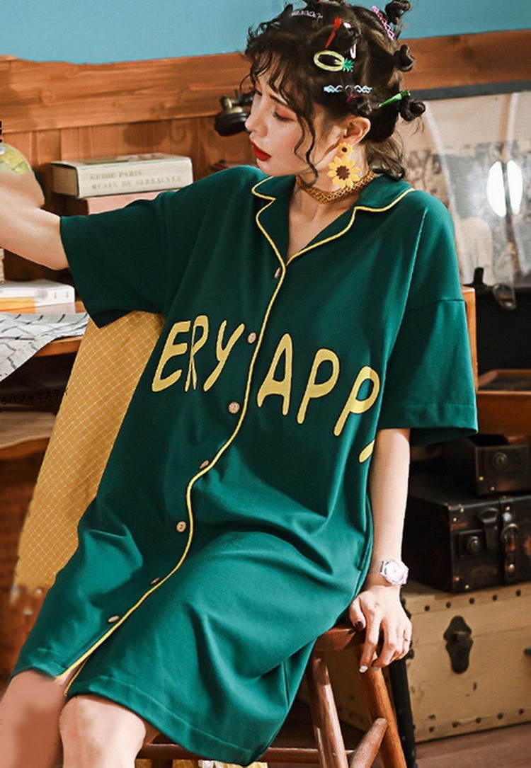 上品 パジャマレディースワンピース夏前開きランジェリー部屋着レディースルームウエアネグリジェ寝巻き可愛い3色