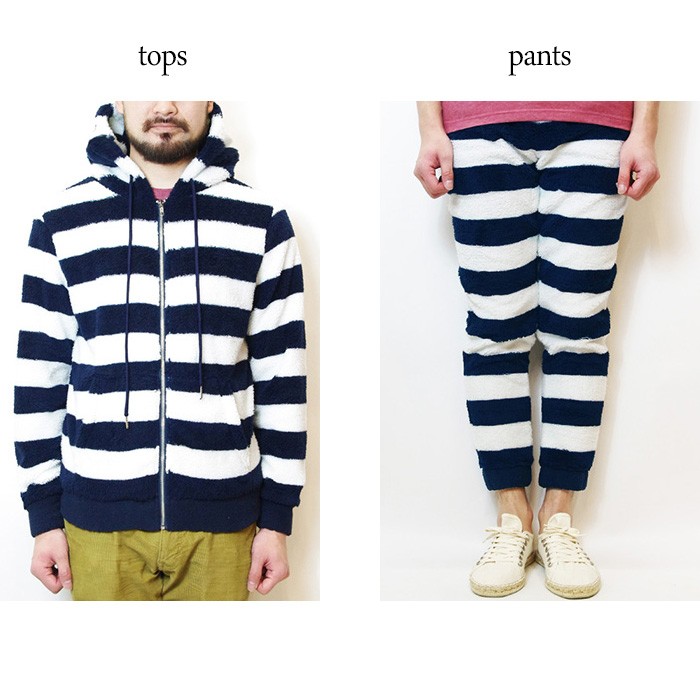 パイルパーカー パイルパンツ セットアップ メンズ ボーダー パイル