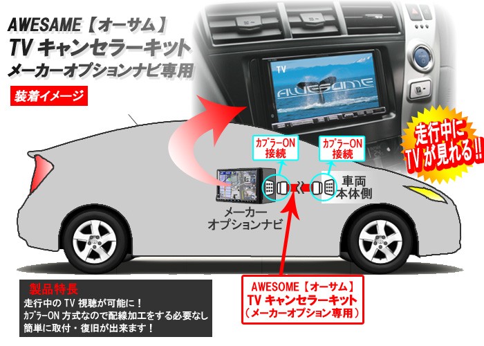 ネコポス限定】AWESOME TVキット メーカーオプションナビ専用品 トヨタ