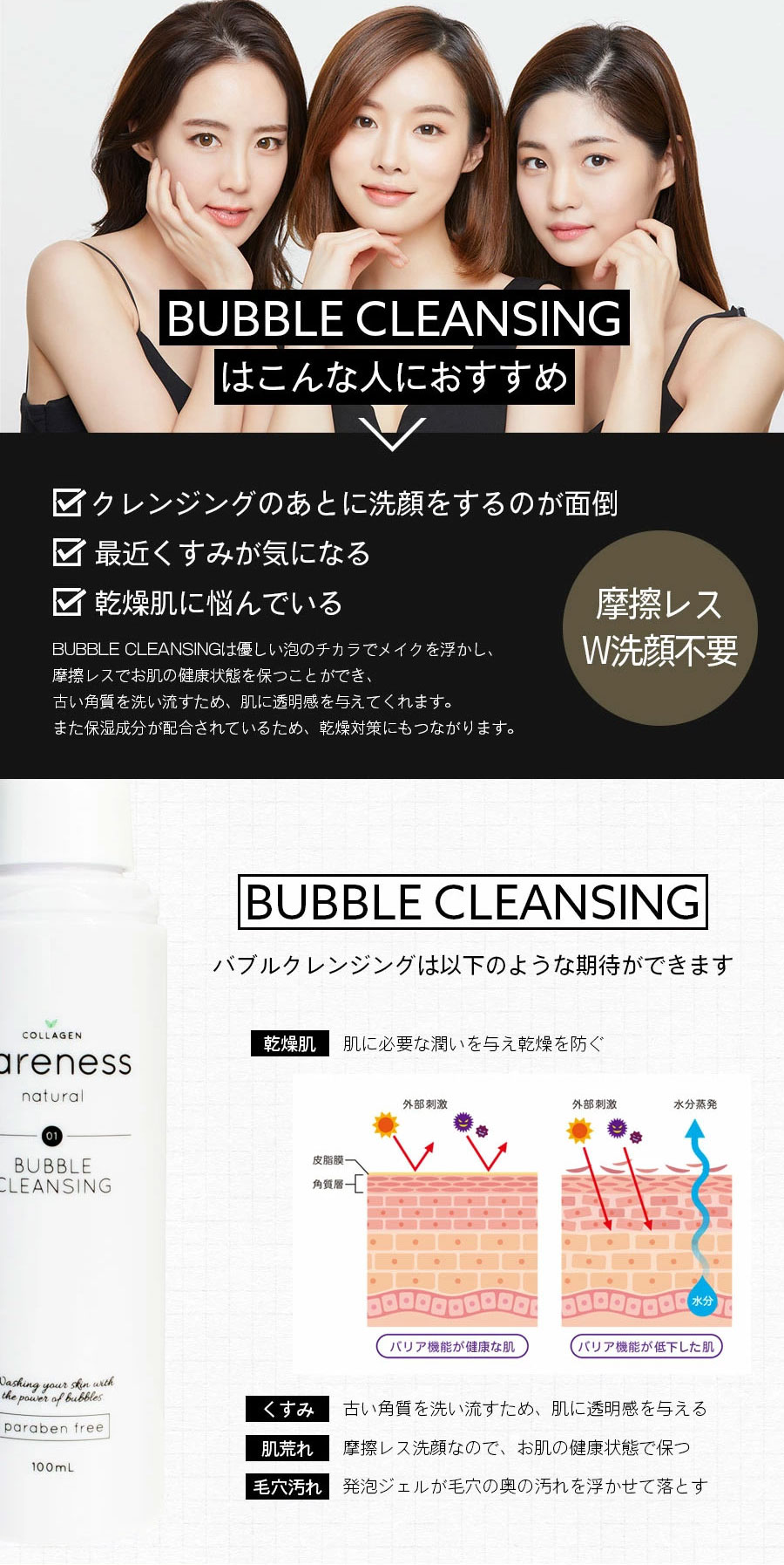 公式 ケアネス careness 2本セット バブルクレンジング クレンジング