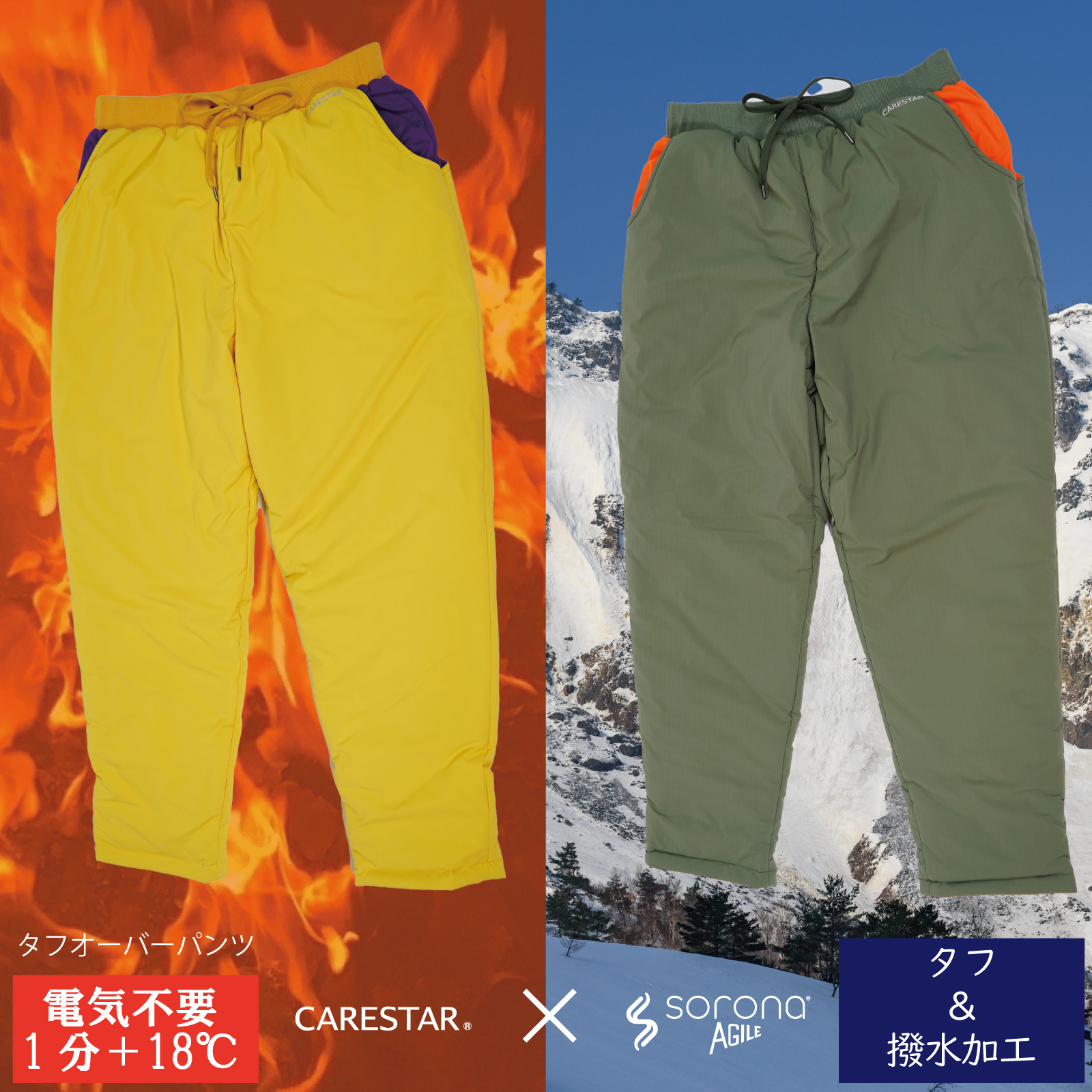 ケアスター蓄熱＆撥水ソロナタフオーバーパンツCARESTAR4