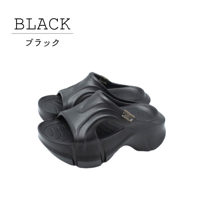 MANA（マナ） ミュール サンダル レディース ブラック シルバー 本革