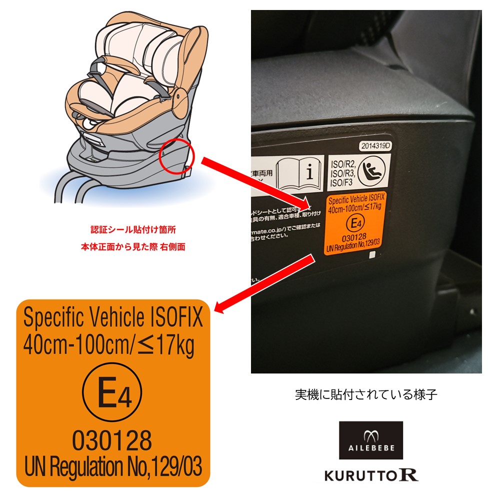 エールべべ・クルット チャイルドシート 新生児 ISOFIX 回転式