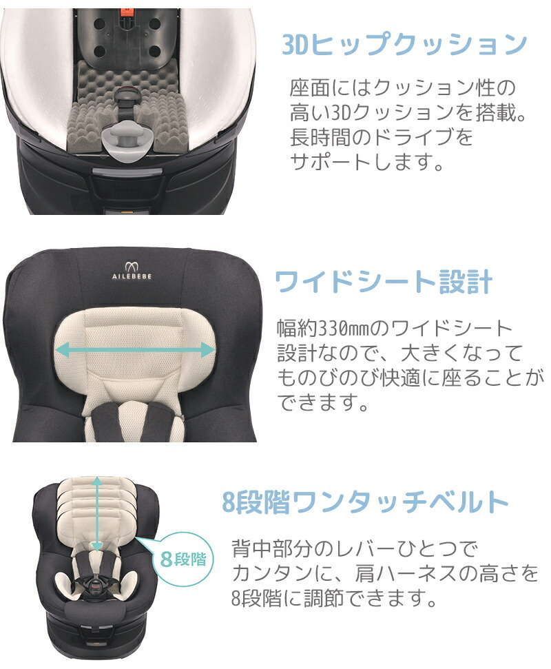 車用チャイルドシート isofix 回転式 エールベベ BF825 360