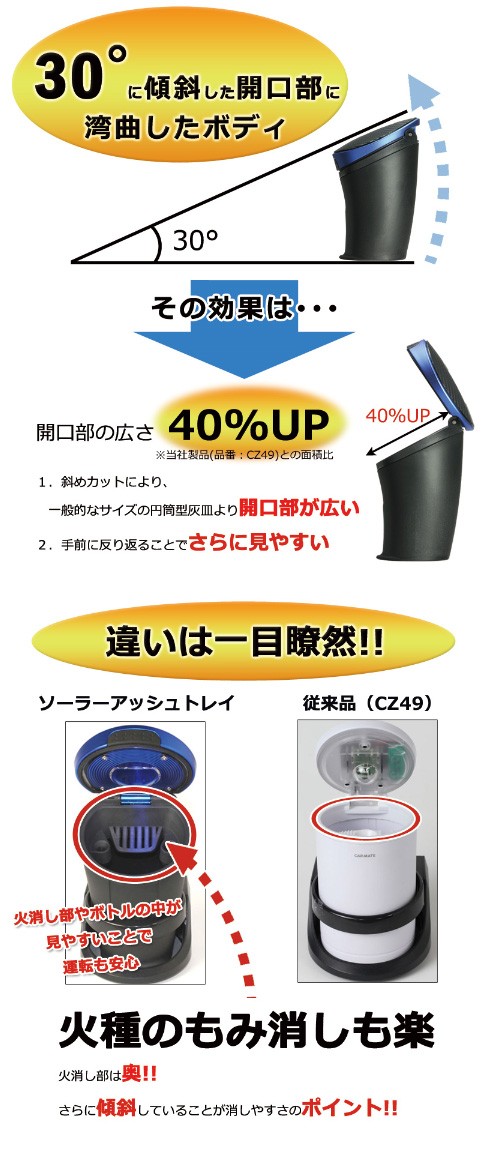 カーメイト（CARMATE） 灰皿 車 もみ消しやすい DZ276 ソーラー