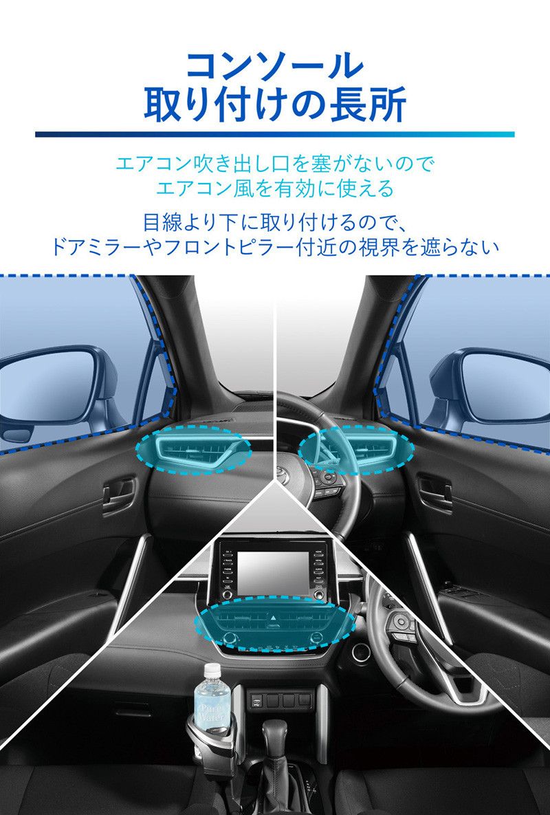 トヨタ カローラクロス 専用 ドリンクホルダー 【 助手席側 コンソール