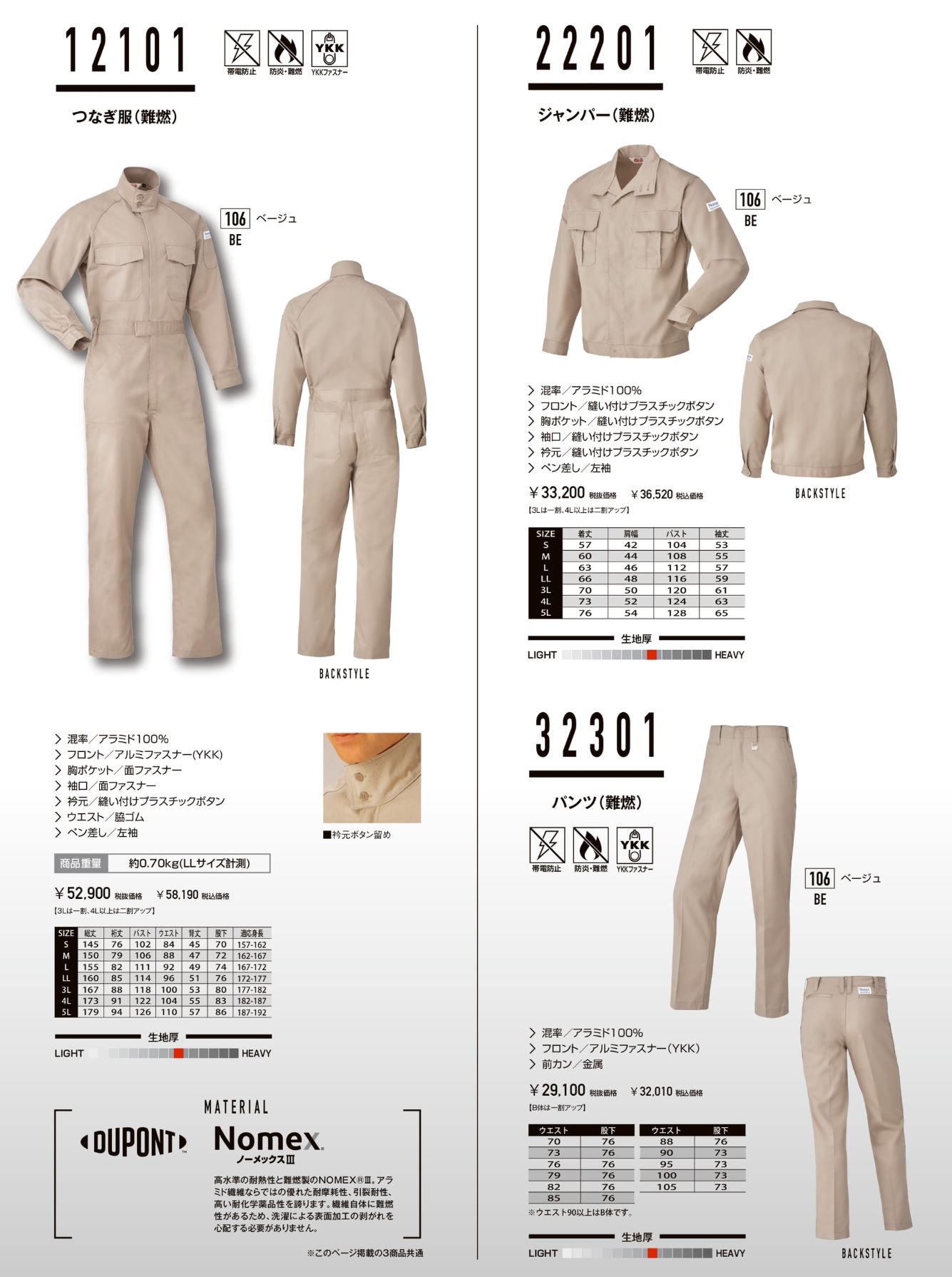 送料無料】山田辰・ノーメックス難燃つなぎ #12101 （旧型番：FR-2101
