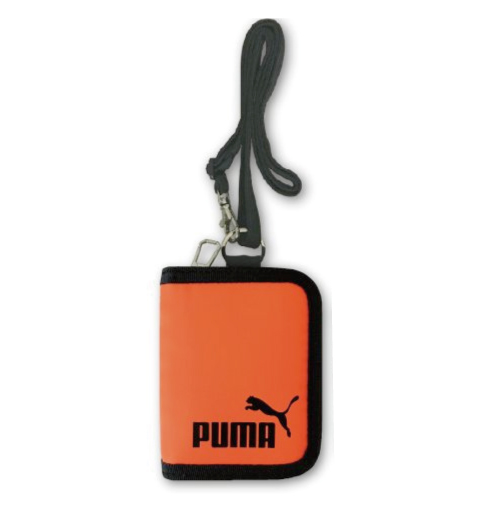 プーマ PUMA 財布 二つ折りウォレット PM242 ブラック ブルー 蛍光イエロー 蛍光オレンジ ストラップ付 メンズ キッズ 小学生 中学生  ポリエステル メール便