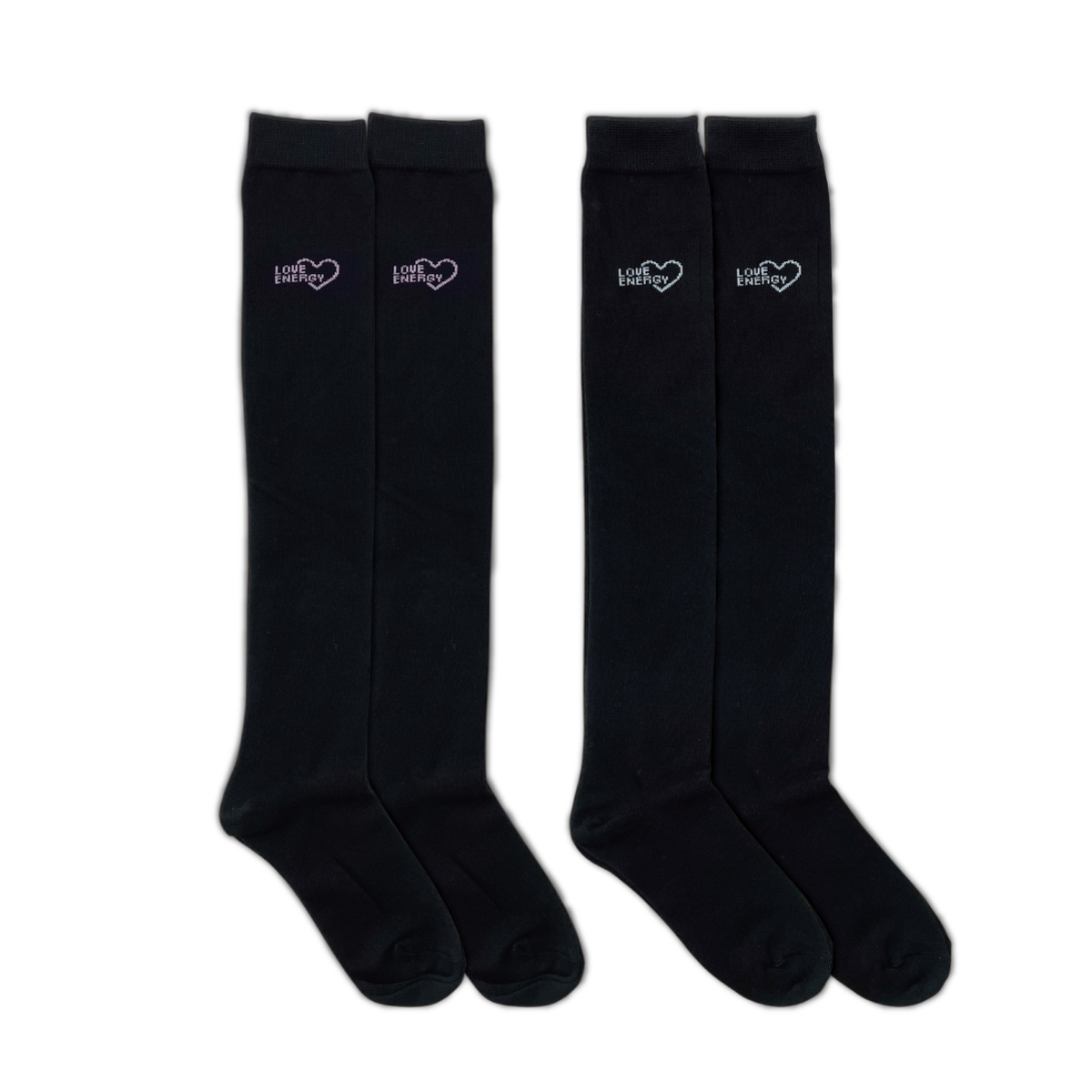 子供ニーハイソックス 2足組 19〜24cm ハイソックス ブラック 黒 ワン