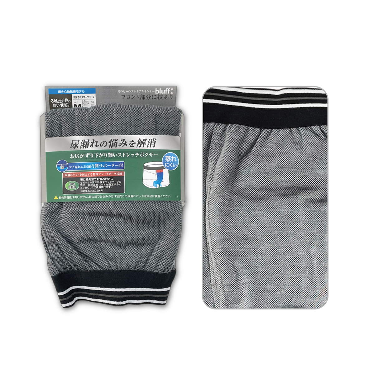 尿漏れパンツ 失禁パンツ 男性用 bluff M L LL 尿漏れパッドタイプ