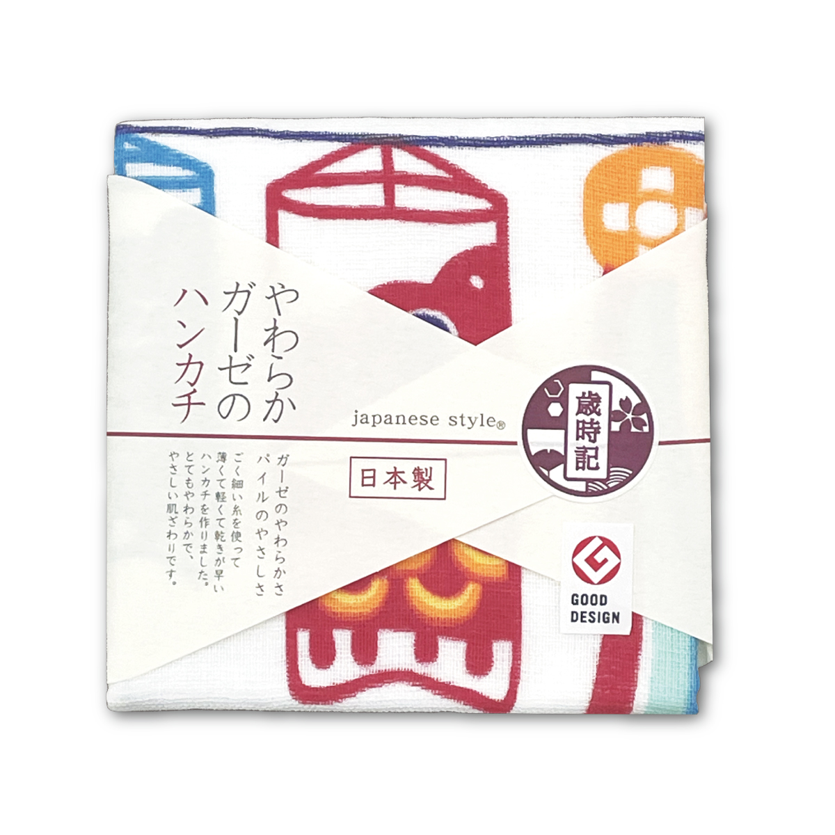 ガーゼハンカチ ガーゼパイル やわらかい 和柄 30×30cm 綿100% 子供