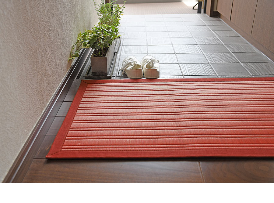 い草 玄関マット 赤 70×120 cm 日本製 香り高い 国産 い草 100 