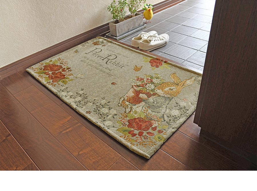 ピーターラビット 玄関マット ブーケ 50×80 cm 洗える 滑り止め