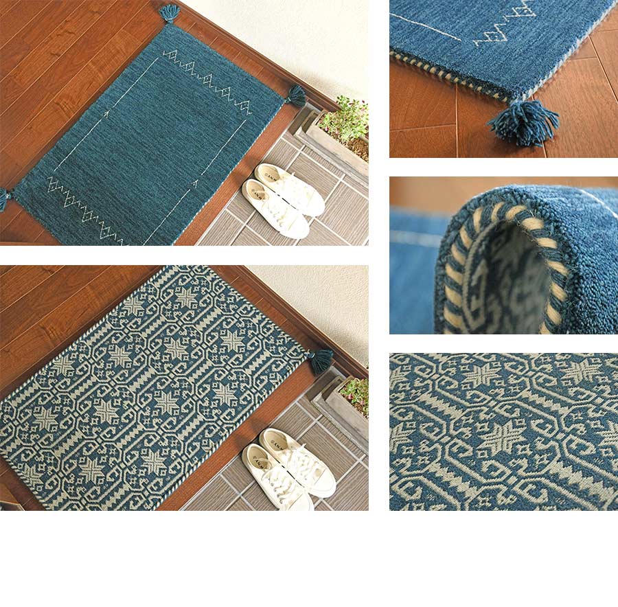 玄関マット ダブルフェイス 50×80 cm インド製 手織