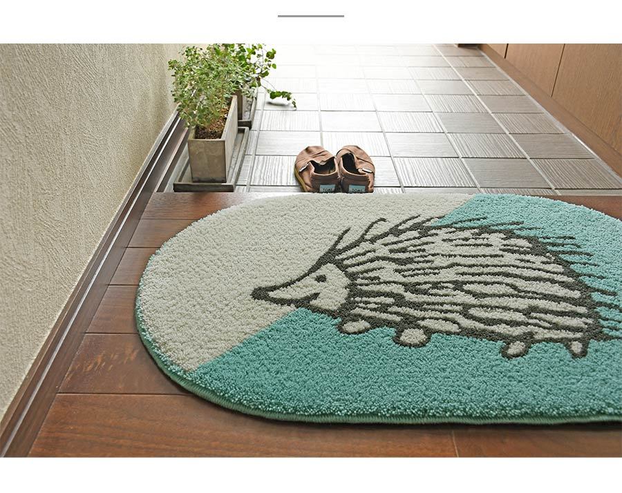 Lisa Larson（リサラーソン） 玄関マット ハリネズミ3兄弟 楕円 50×80