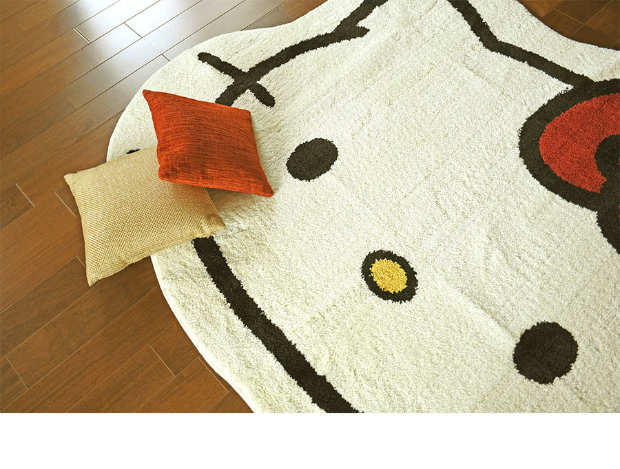 丸眞 ラグ ハローキティ ダイカットキティ 137×180 cm 変形 みんな