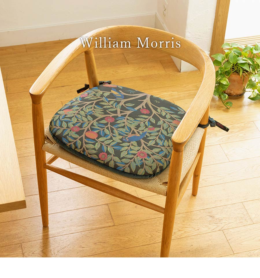 リルカル　シェニールダイニングシートきクッション　グリーン　6枚セット Morris Design Studio ダイニング シートクッション ケルムスコット