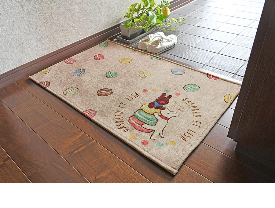 玄関マット マカロン 50×80 cm 洗える 滑り止め リサとガスパール