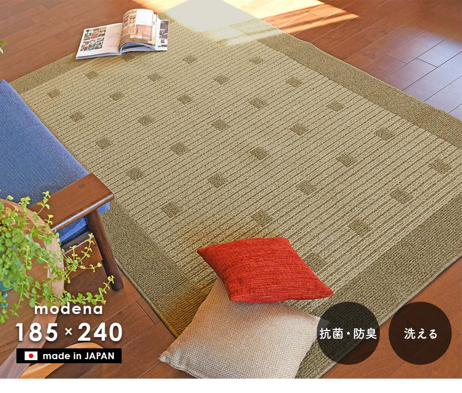 ✨hina✨ラグ カーペット ラグ モデナ 185×240 cm 洗える 日本製 抗菌 防臭 シンプル
