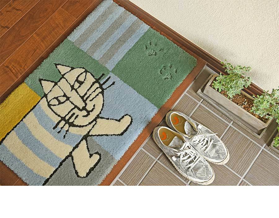 Lisa Larson 玄関マット おさんぽマイキー 50×80 cm 洗える 日本