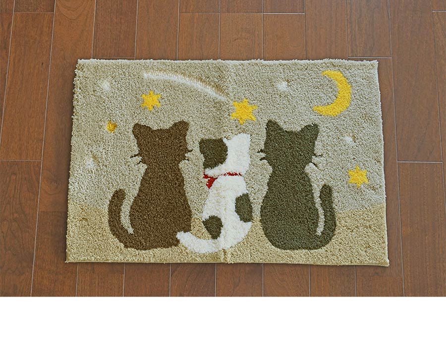 ラグマット リビングマット．猫　玄関マット．カーペット ．お風呂マット 猫柄雑貨 玄関マット 洗える 北欧 ネコ おしゃれ ラグ ラグマット 45×75 厚手