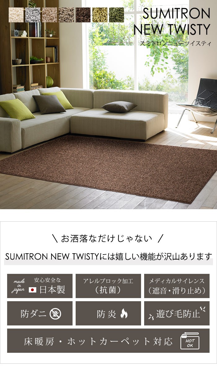 スミノエ ラグ スミトロンニューツイスティ 200×250 cm 防炎 遮音 防汚