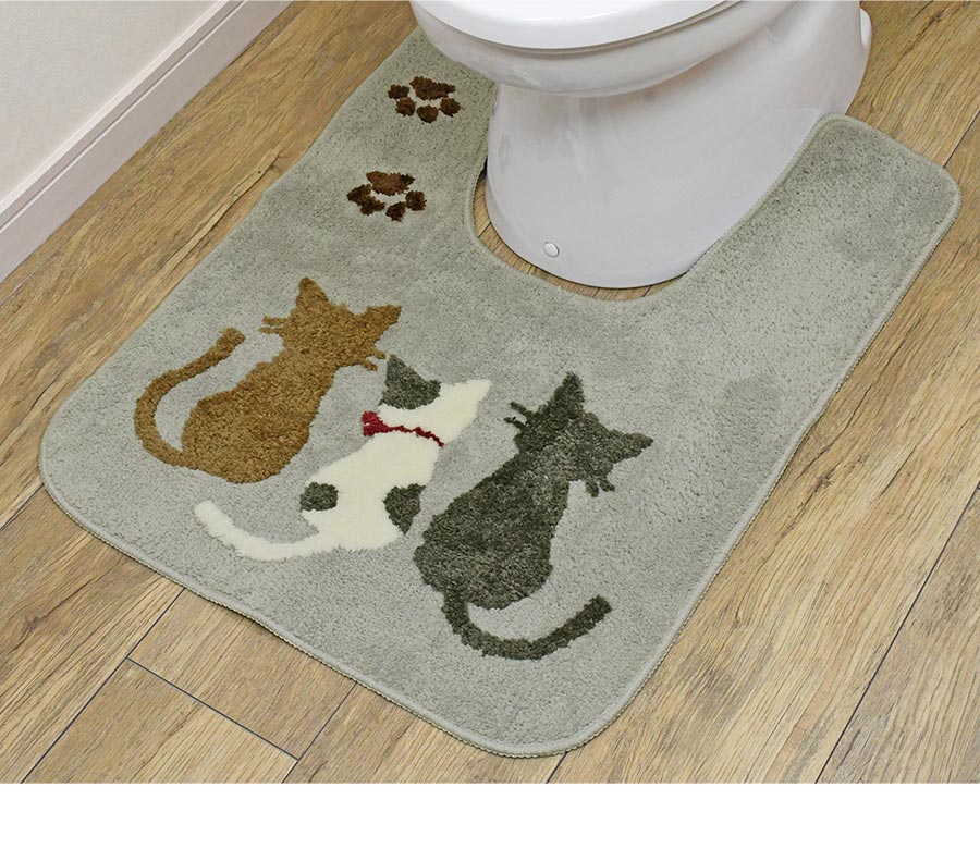 トイレマット スリーキャット 60×80 cm 洗える 滑り止め ふわふわ