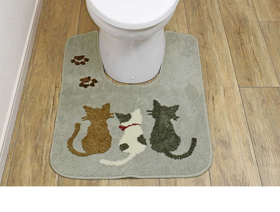 トイレマット スリーキャット 60×80 cm 洗える 滑り止め ふわふわ