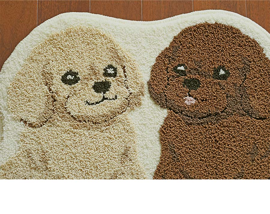 玄関マット ツインプードル 46×62 cm 洗える 滑り止め 大人かわいい 犬