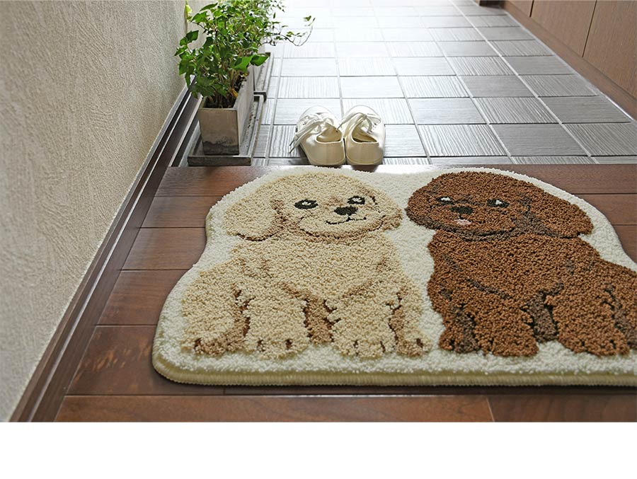 玄関マット ツインプードル 46×62 cm 洗える 滑り止め 大人かわいい 犬