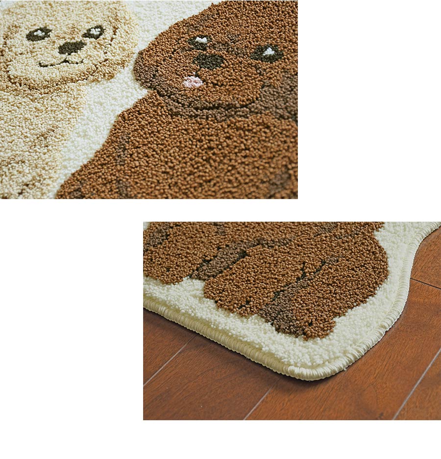 玄関マット ツインプードル 46×62 cm 洗える 滑り止め 大人かわいい 犬