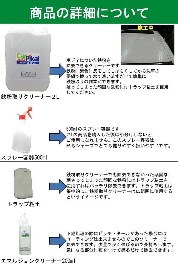 鉄粉除去 取り 落とし 粘土 カーケア用品 洗車用品 下地処理 洗剤 業務用 鉄粉取りクリーナー 2l Proセット 送料無料 カーピカル スポンジ Pik2ar Org