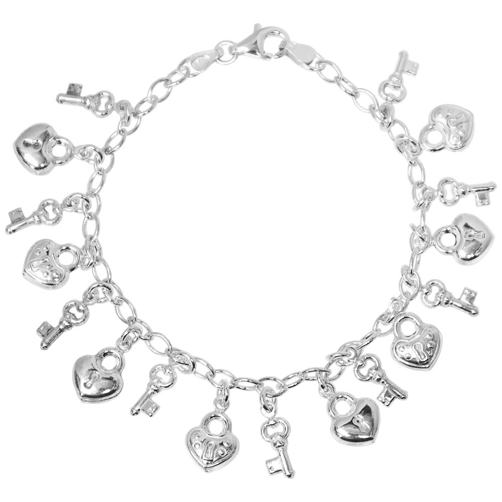 カーティス シルバーブレスレット ハート キー チェーン レディース