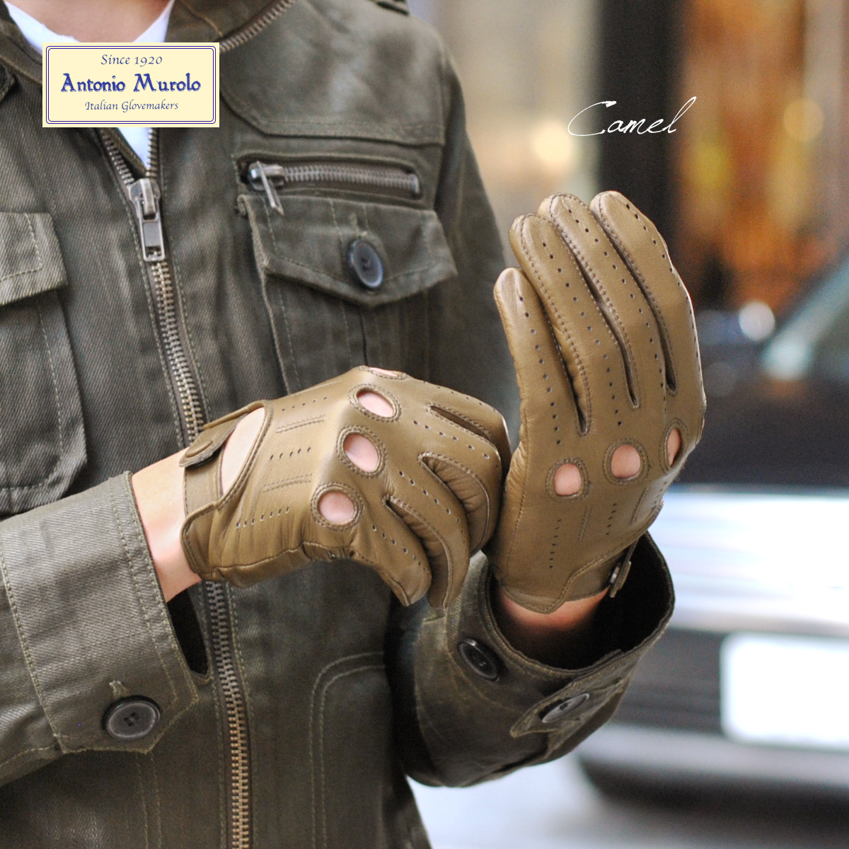 お得格安ヴィンテージグローブ　イタリア製　本革　白×黒 手袋