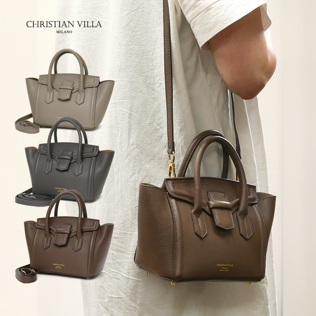 CHRISTIAN VILLA ミニショルダーバッグ 2WAY かぶせ フラップ