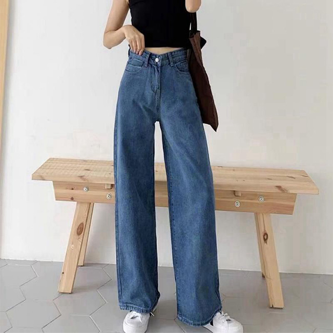 ワイドパンツ デニムパンツ 着痩せ ハイウエスト 美脚