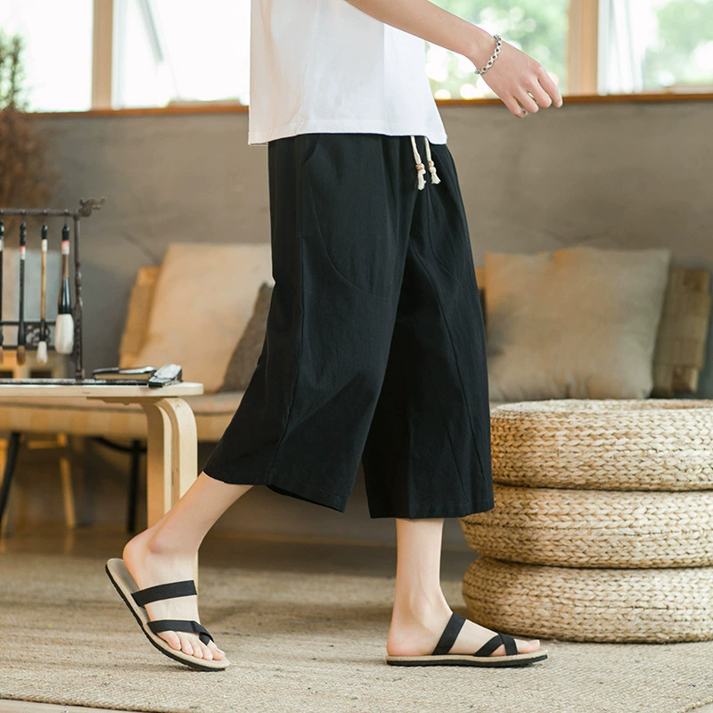 サルエルパンツ メンズ ミディアムパンツ 半パンツ 袴パンツ 7分