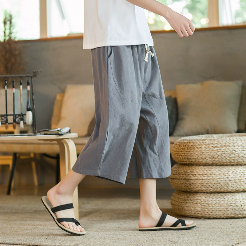 サルエルパンツ メンズ ミディアムパンツ 半パンツ 袴パンツ 7分