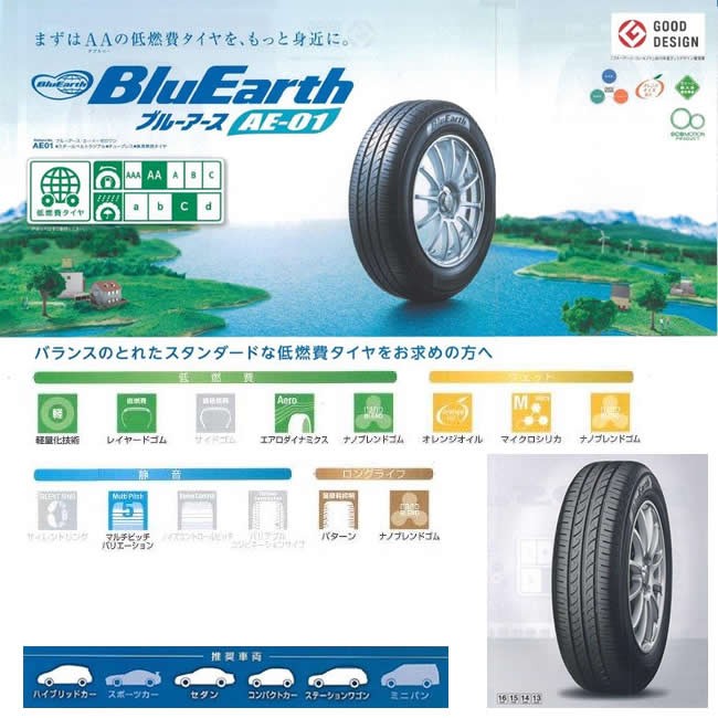 ヨコハマタイヤ ☆145/80R13 75S AE-01 ブルーアース ヨコハマ