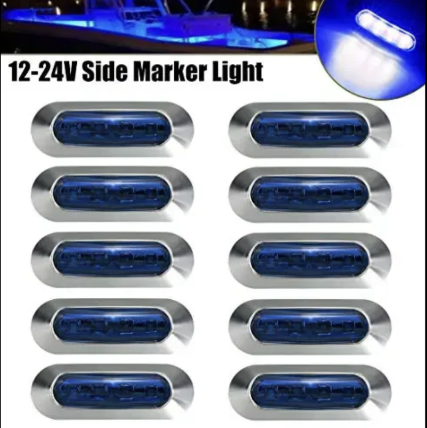 12V 24V 兼用 高輝度 LED 4連 10個セット 内蔵 カラーレンズ 小型 汎用 クロームメッキ マーカーランプ サイドマーカー 防水型 トラック 乗用車 等に |  | 04