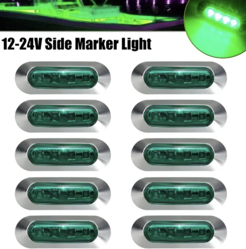 12V 24V 兼用 高輝度 LED 4連 10個セット 内蔵 カラーレンズ 小型 汎用 クロームメッキ マーカーランプ サイドマーカー 防水型 トラック 乗用車 等に |  | 05