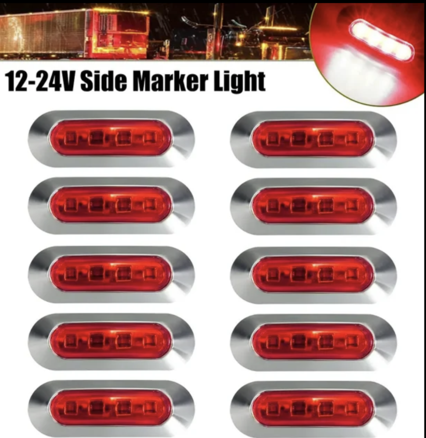 12V 24V 兼用 高輝度 LED 4連 10個セット 内蔵 カラーレンズ 小型 汎用 クロームメッキ マーカーランプ サイドマーカー 防水型 トラック 乗用車 等に |  | 03