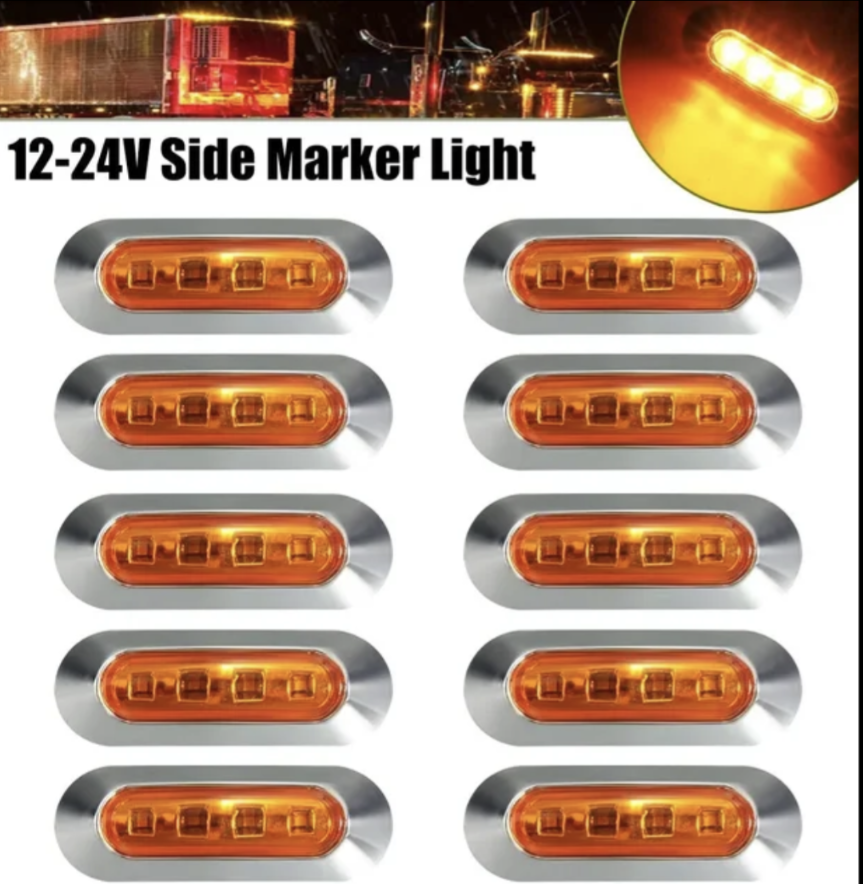 12V 24V 兼用 高輝度 LED 4連 10個セット 内蔵 カラーレンズ 小型 汎用 クロームメッキ マーカーランプ サイドマーカー 防水型 トラック 乗用車 等に |  | 02