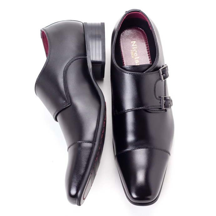 ビジネスシューズ ストレートチップ ダブルモンクストラップ 幅広 3e